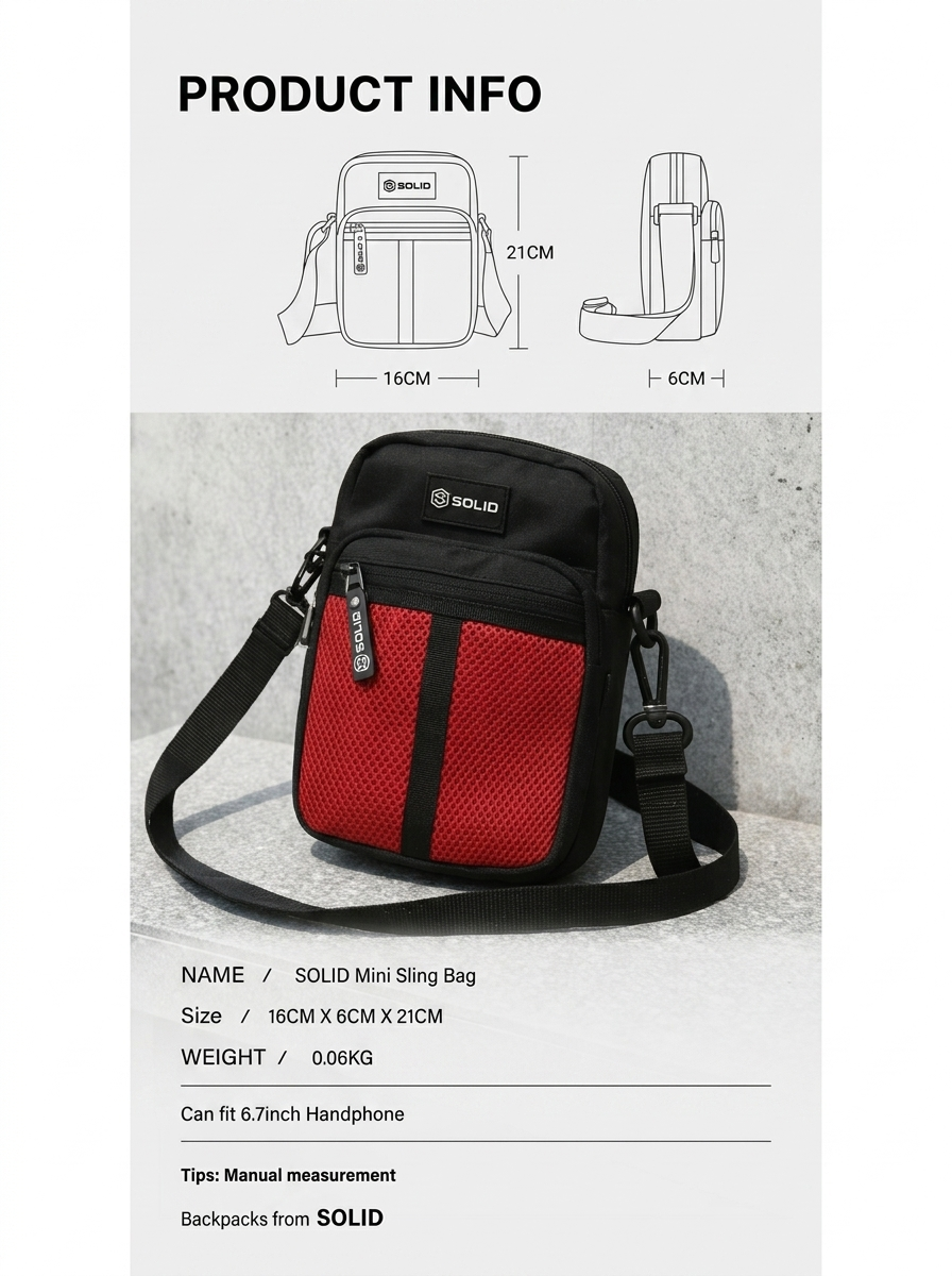 SOLID Mini Sling Bag – Tas Selempang Pria Wanita